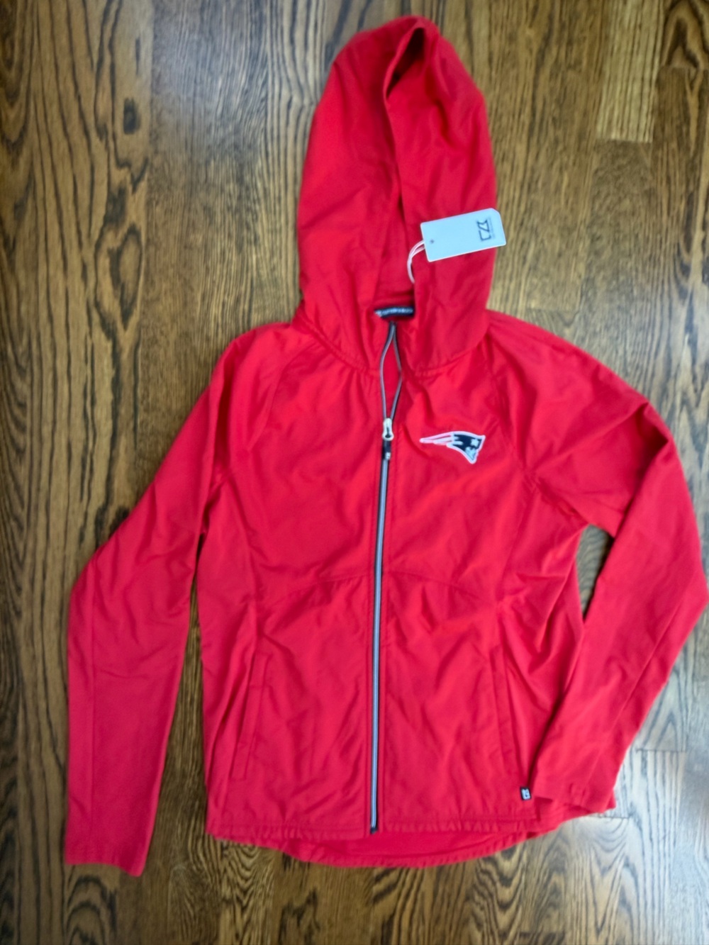 Patriots Football Red Hooded Active Jacket with Front Zip